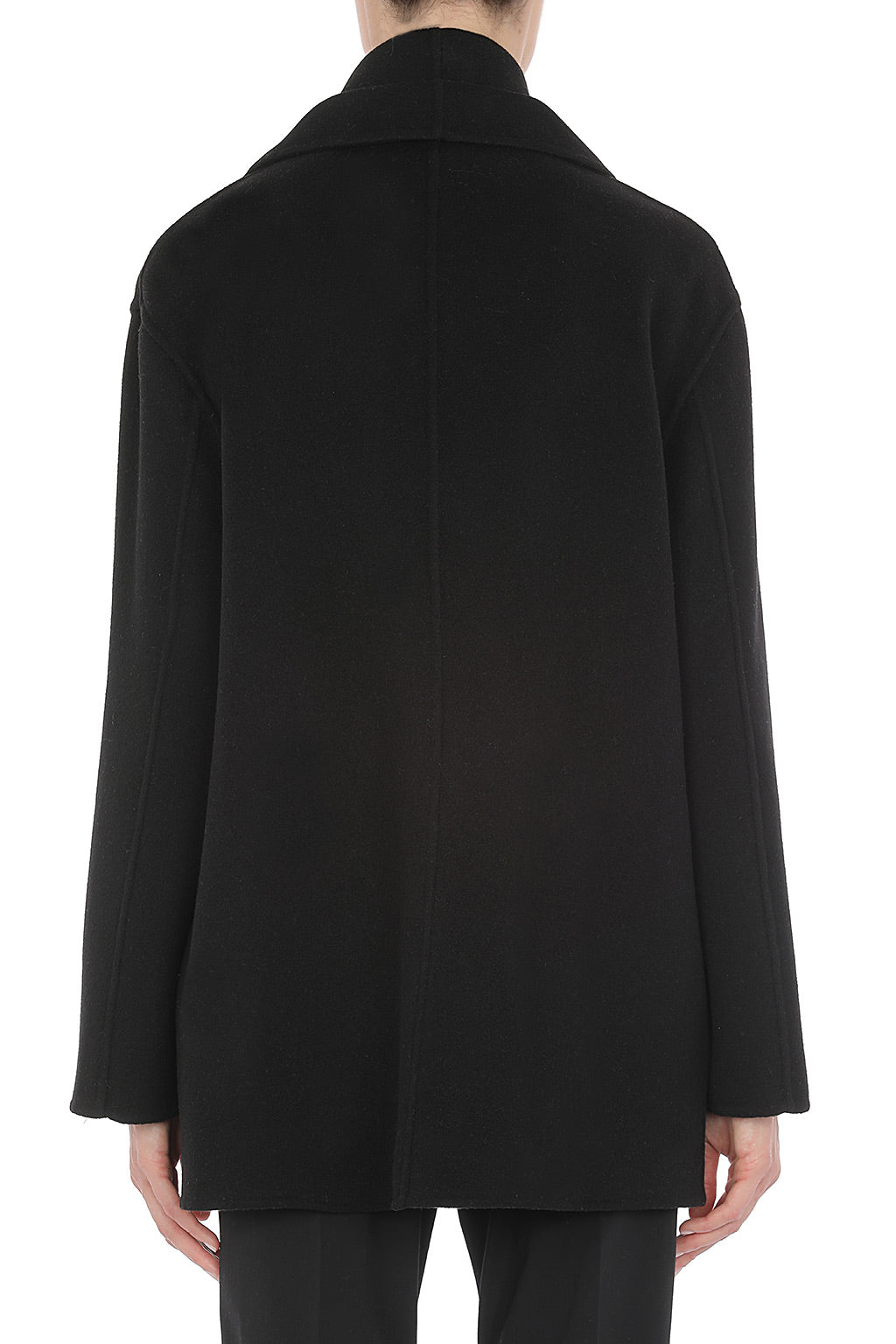 Manteau en laine à boutonnage simple - Black