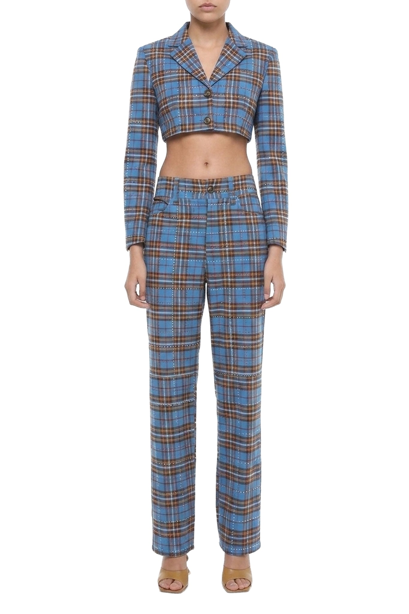 Pantalon cargo imprimé carreaux - Mocaccino