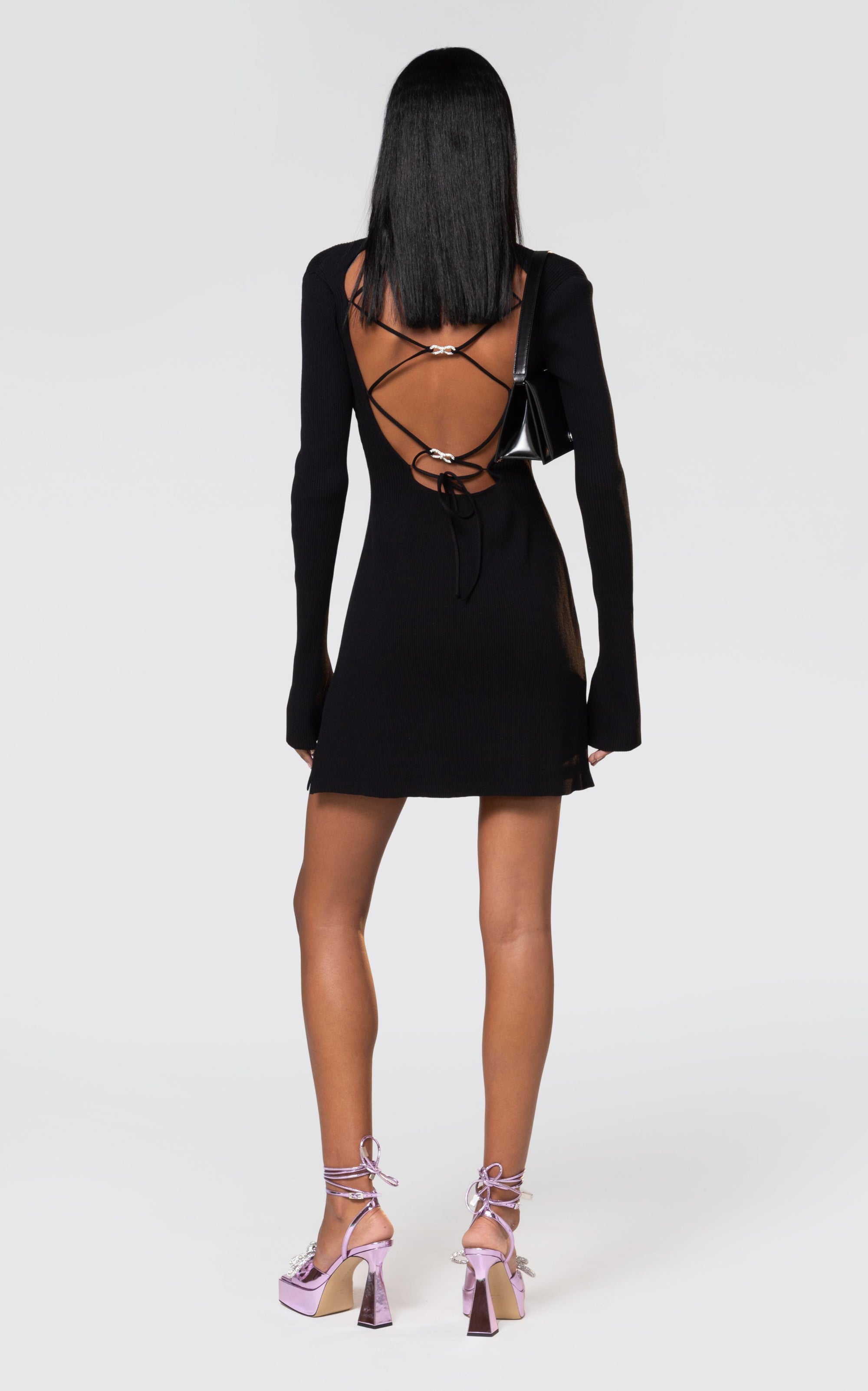 Bow halter dress - Black