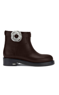 Galaxy 40 ankle boots in leather & rhinestone - Dark Brown
