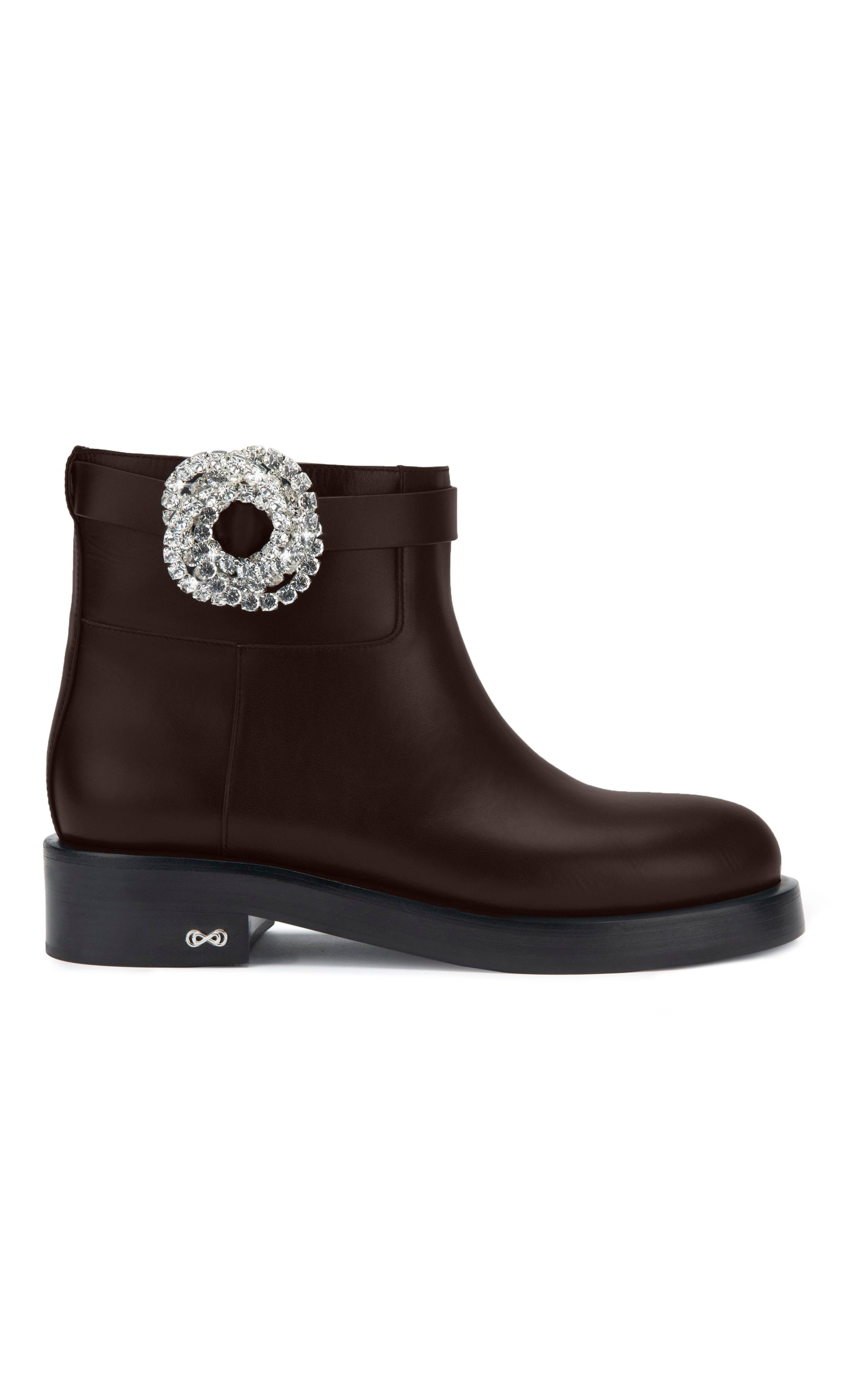Galaxy 40 ankle boots in leather & rhinestone - Dark Brown