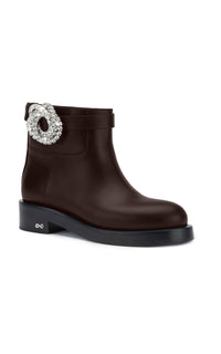 Galaxy 40 ankle boots in leather & rhinestone - Dark Brown