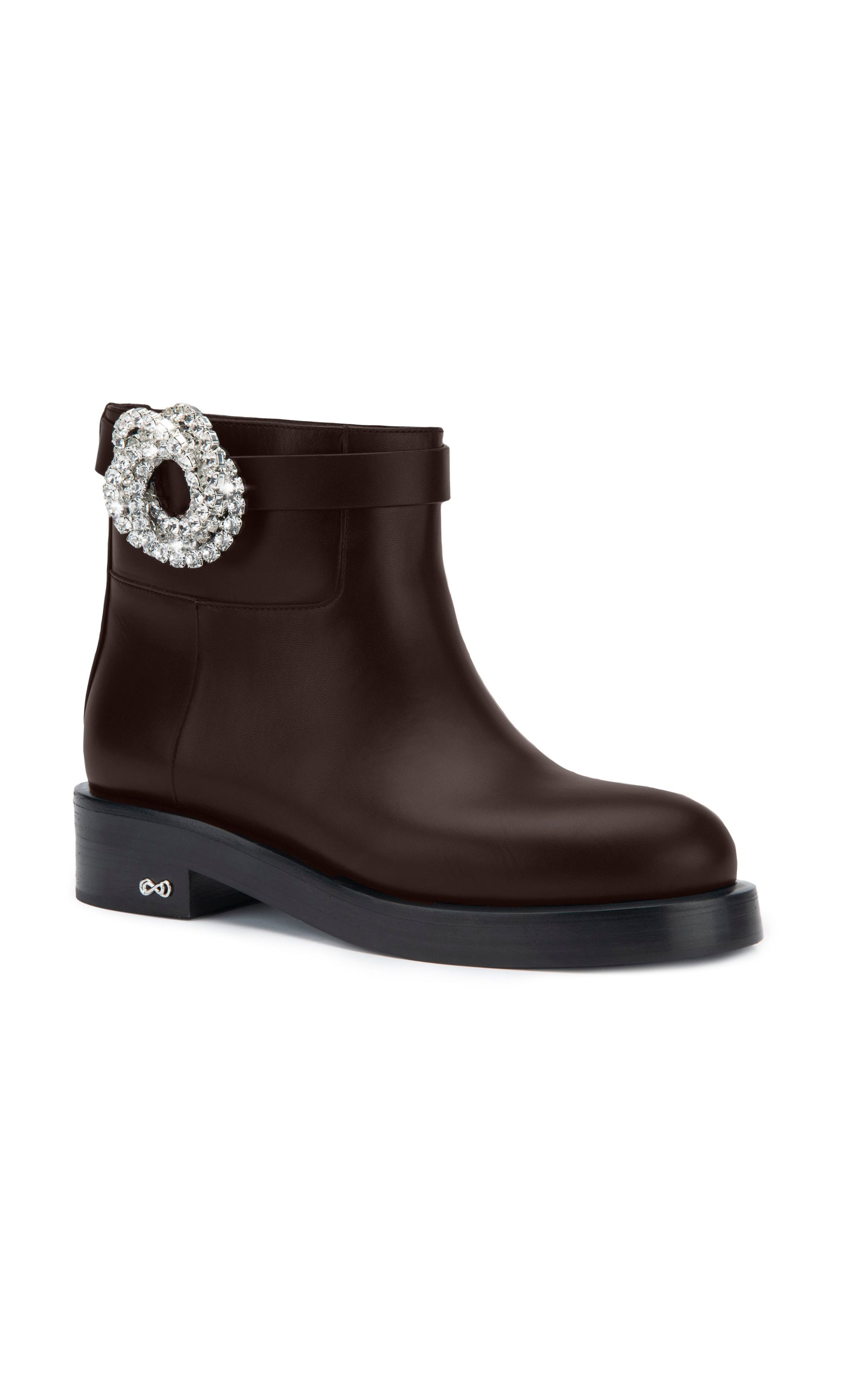 Galaxy 40 ankle boots in leather & rhinestone - Dark Brown