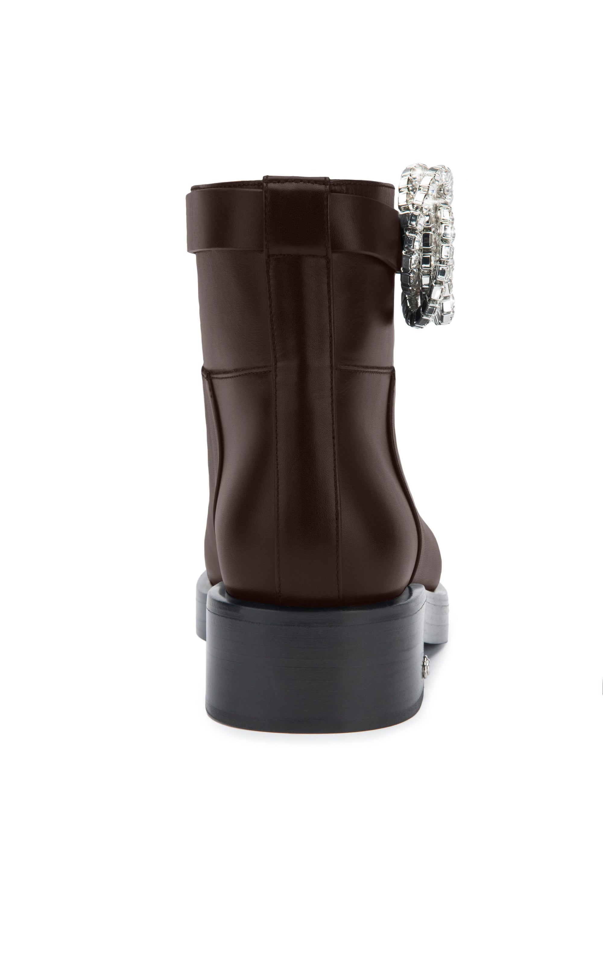 Galaxy 40 ankle boots in leather & rhinestone - Dark Brown
