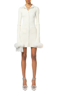 Feathered short dress - Ivory