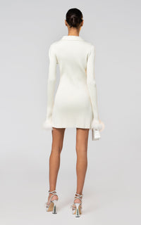 Feathered short dress - Ivory