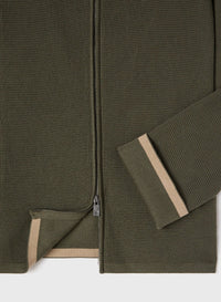 OLIVE GREEN KNIT ZIP UP HOODIE