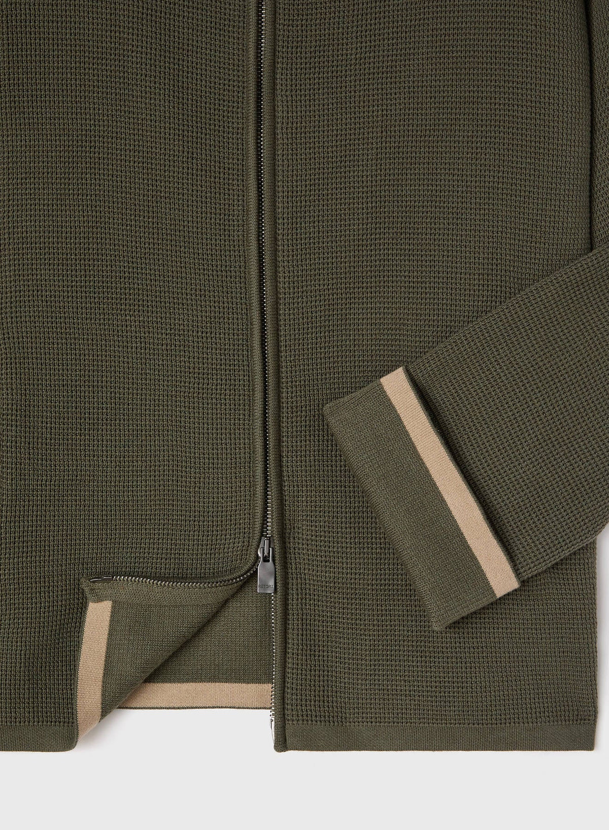 OLIVE GREEN KNIT ZIP UP HOODIE