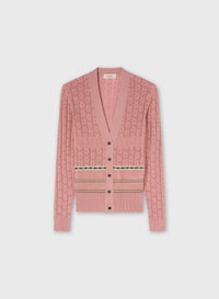 PINK, BUTTER AND GREEN MIX STITCH KNIT CARDIGAN