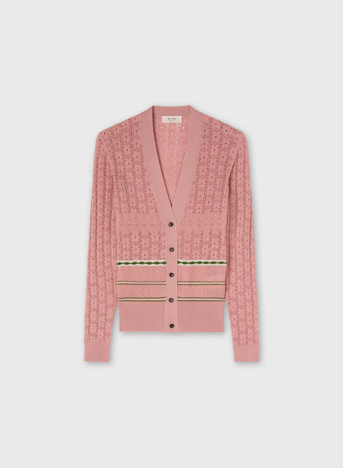 PINK, BUTTER AND GREEN MIX STITCH KNIT CARDIGAN