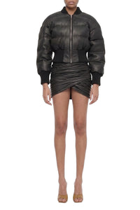 Doudoune courte en cuir - Black