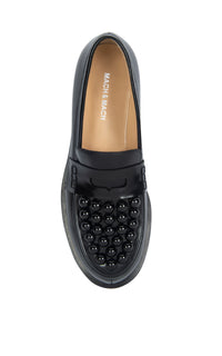 Sirène leather and pearl loafers - Black