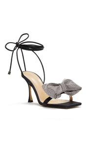 Nicole 95 heeled sandals in silk & rhinestone - Black