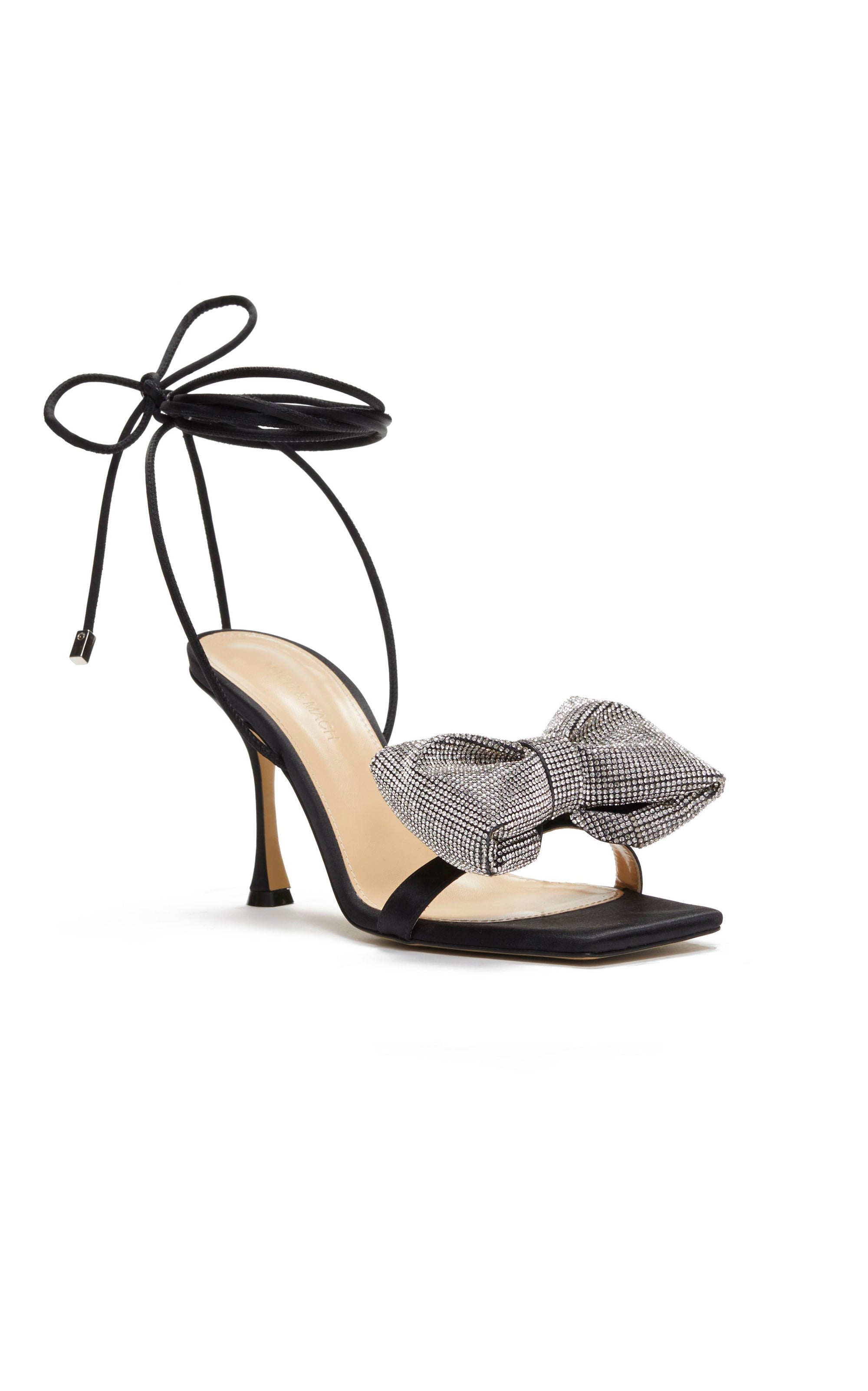Nicole 95 heeled sandals in silk & rhinestone - Black