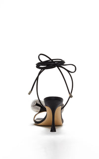 Nicole 95 heeled sandals in silk & rhinestone - Black