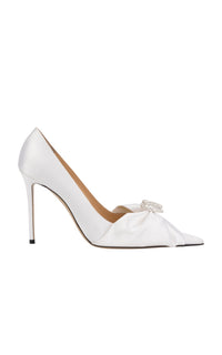 Double Heart 95 silk & strass pumps - White