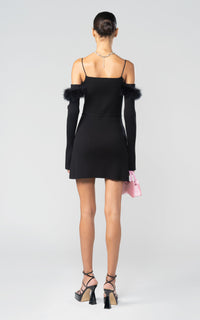 Feathered short dress - Black