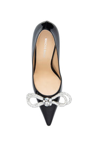 Double Bow 95 pumps in patent leather & rhinestone - Black