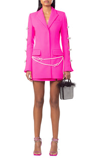 Bow short dress in wool - Hot Pink