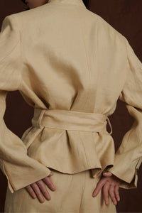 Pamplona double-breasted linen jacket - Vanilla