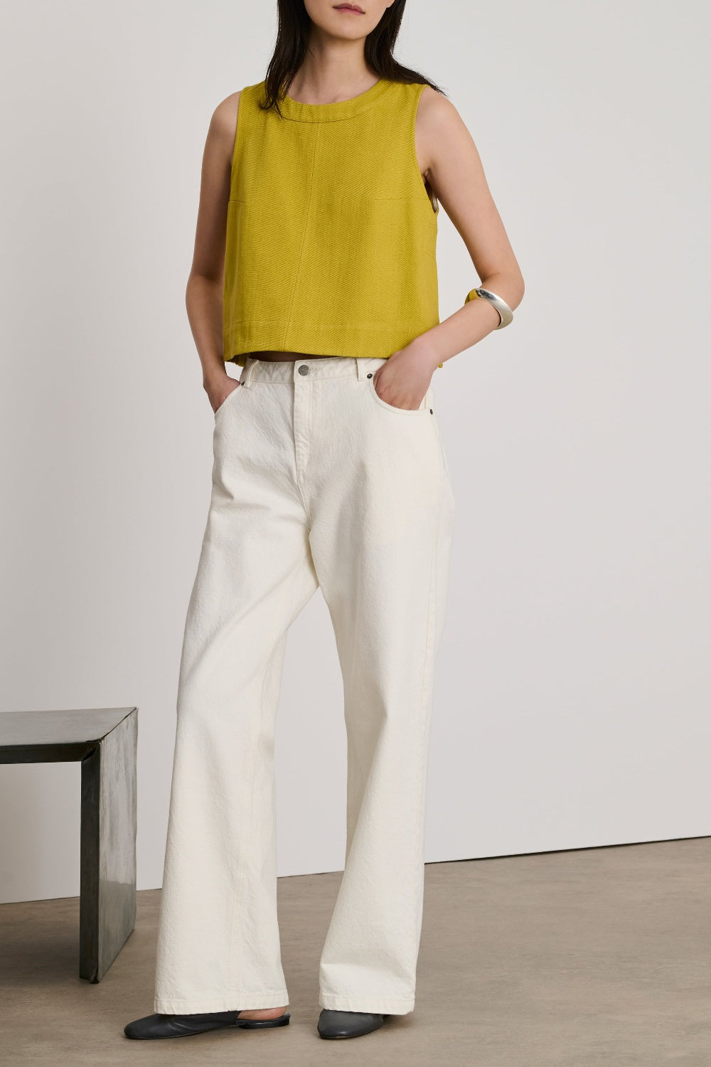 Blouse Pampa sans manches en denim - Jaune Doré