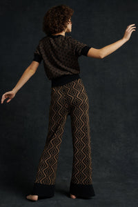 NOIR/DORE _ Pantalon Seventies - Noir & dore