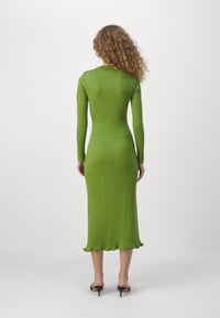 Slit mid-length knitted dress - Neo Kaki
