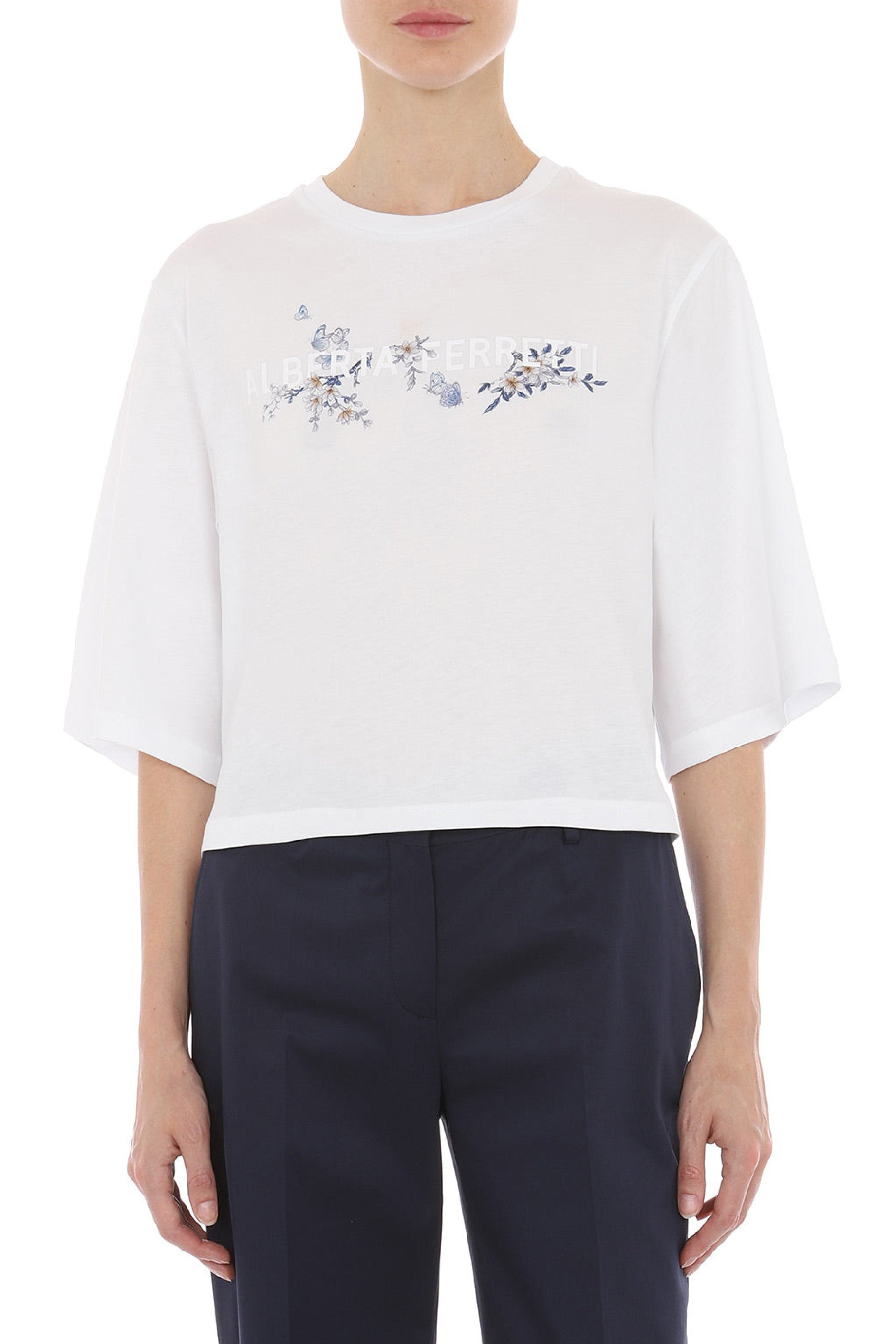 T-shirt avec broderie florale - White