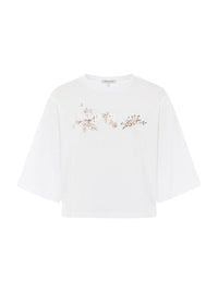 T-shirt avec broderie florale - White