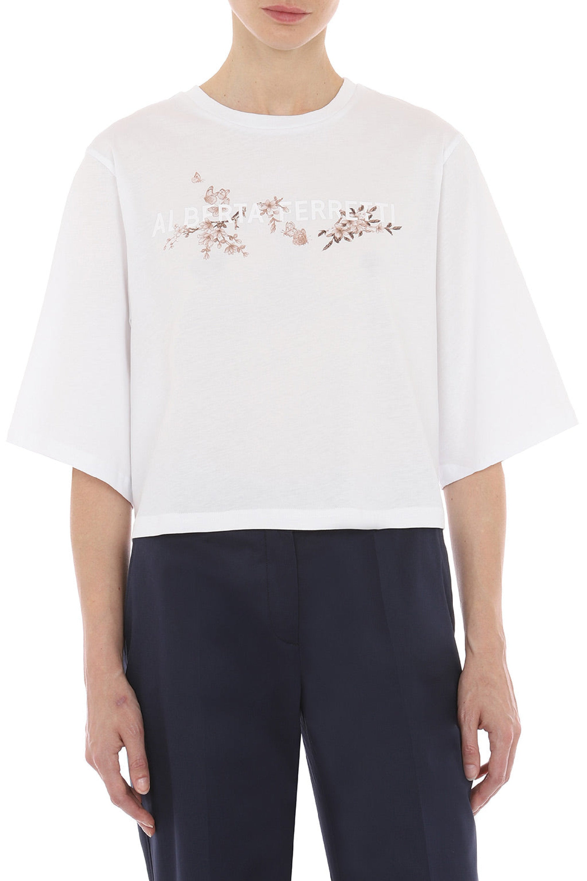 T-shirt avec broderie florale - White