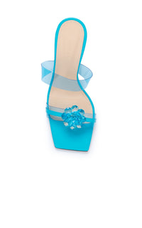Bow 95 Heeled Mules - Light Blue