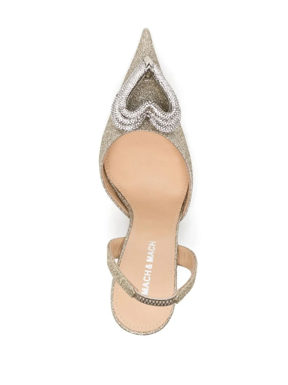 Triple Heart 95 glitter and rhinestone slingback - Champagne
