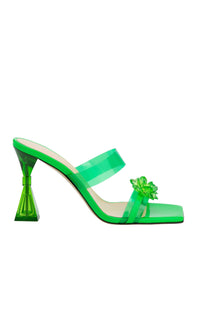 Bow 95 Heeled Mules - Energetic Green