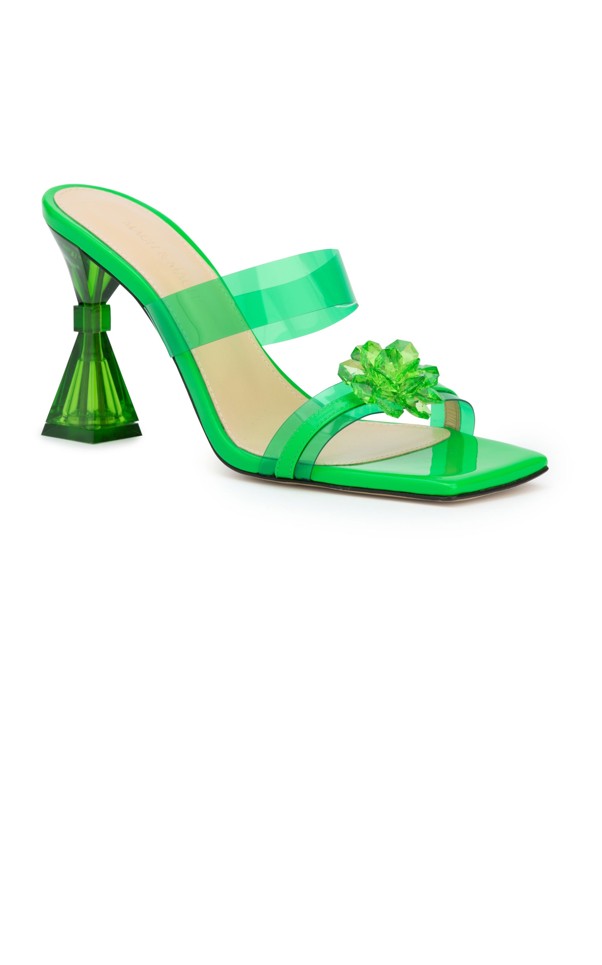 Bow 95 Heeled Mules - Energetic Green