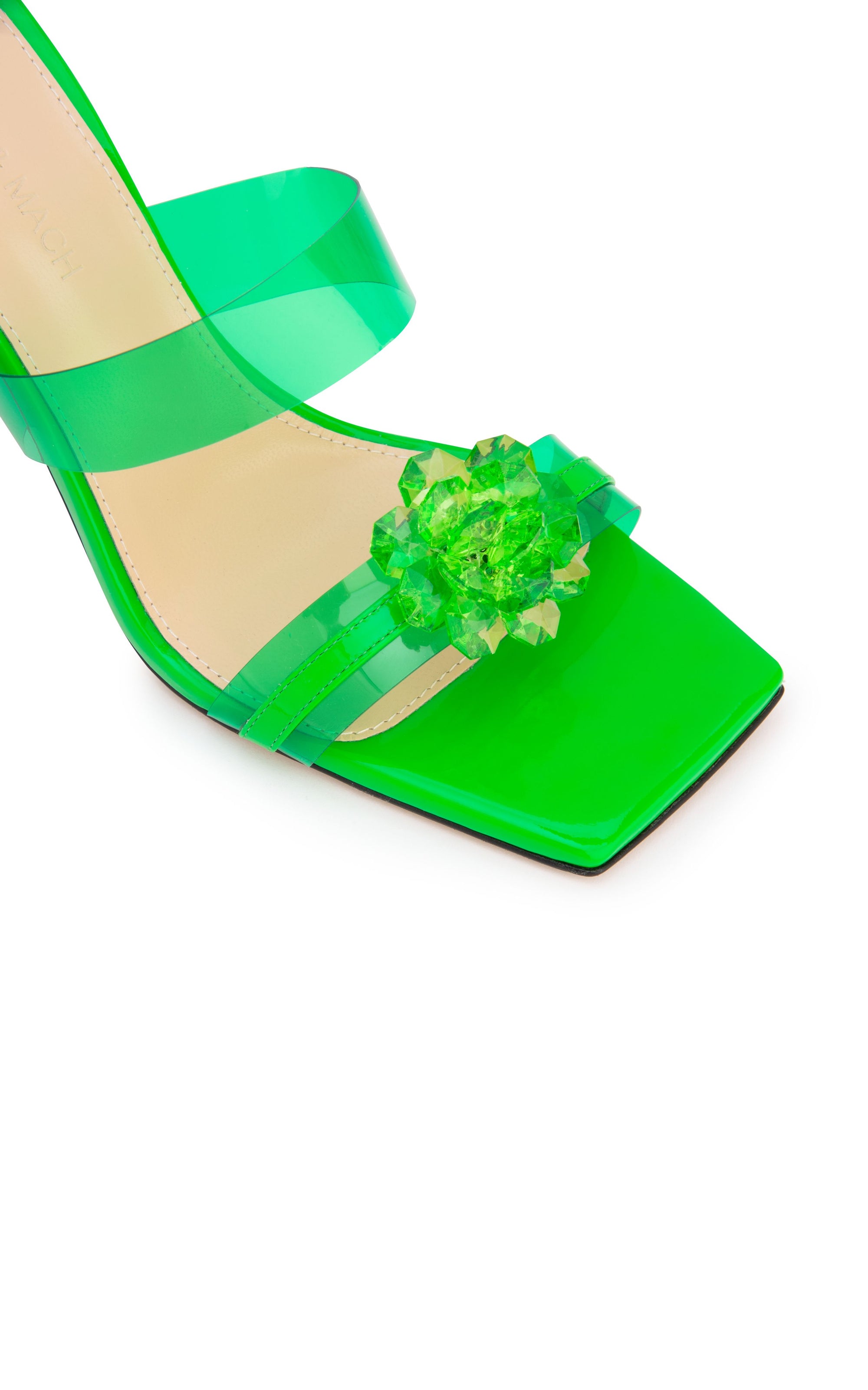 Bow 95 Heeled Mules - Energetic Green