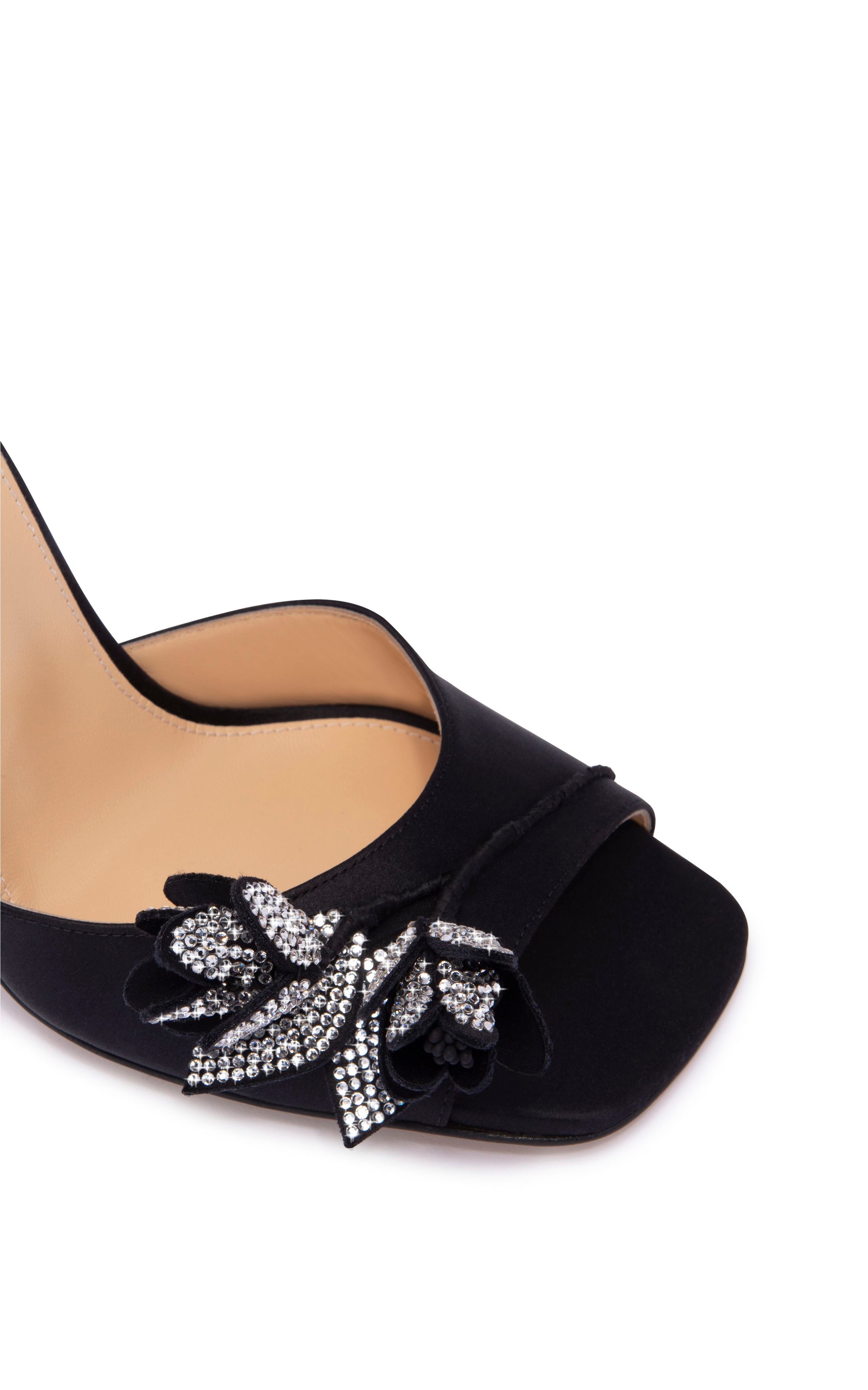 Wonder Tulip 110 heeled sandals in silk & rhinestone - Black