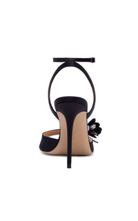 Wonder Tulip 110 heeled sandals in silk & rhinestone - Black