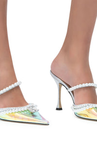 100 stiletto mules with pearls - Iridescent