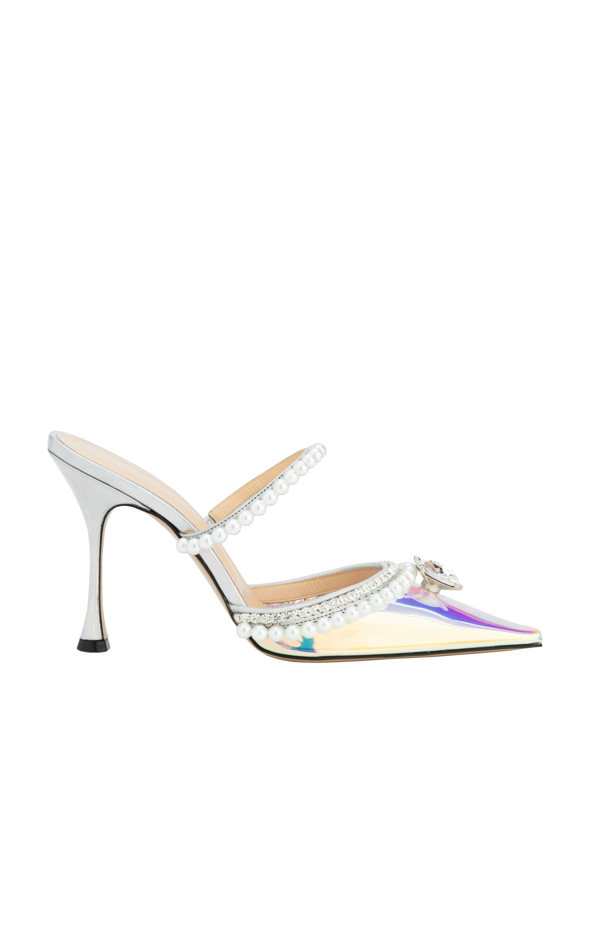 100 stiletto mules with pearls - Iridescent