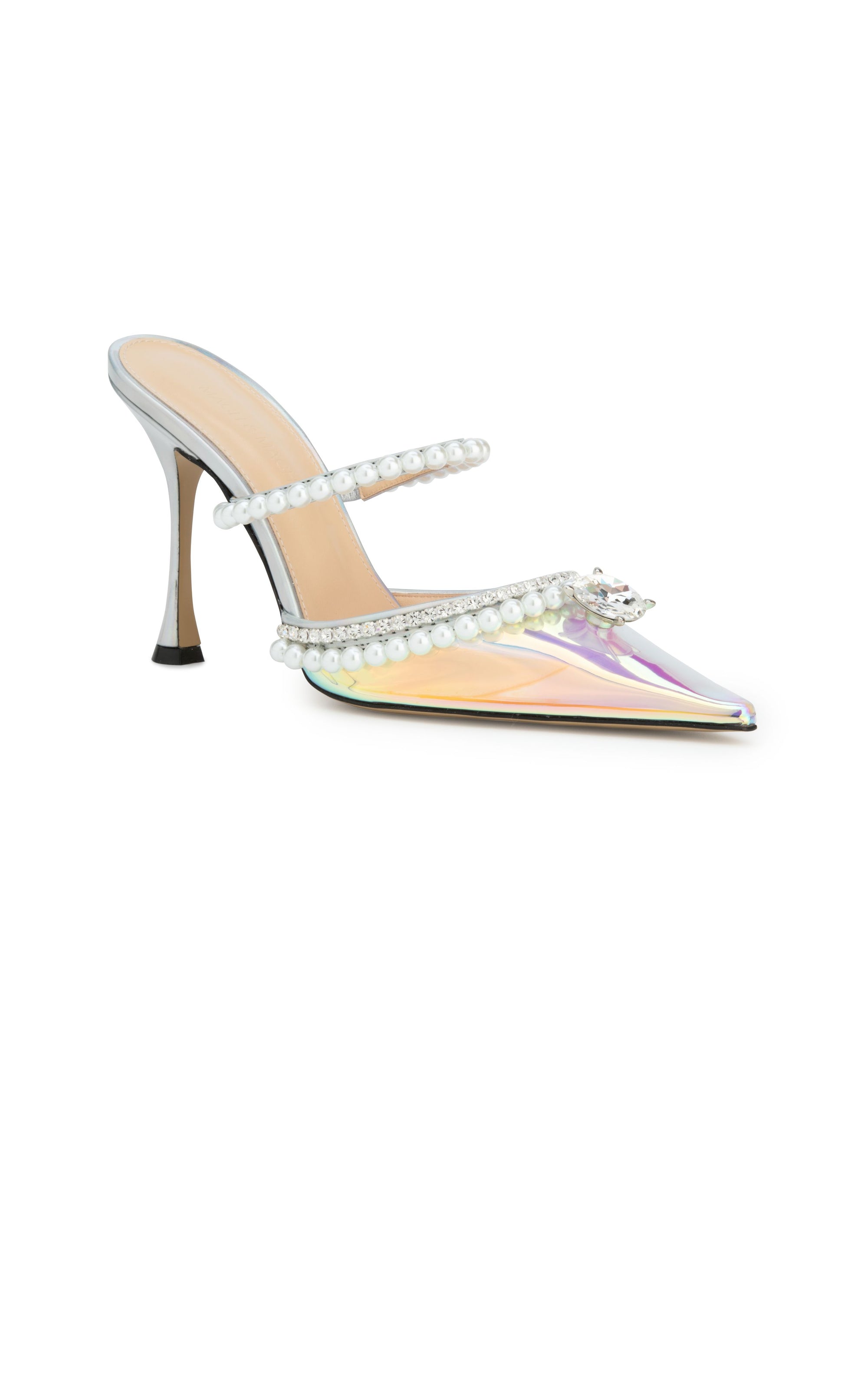 100 stiletto mules with pearls - Iridescent
