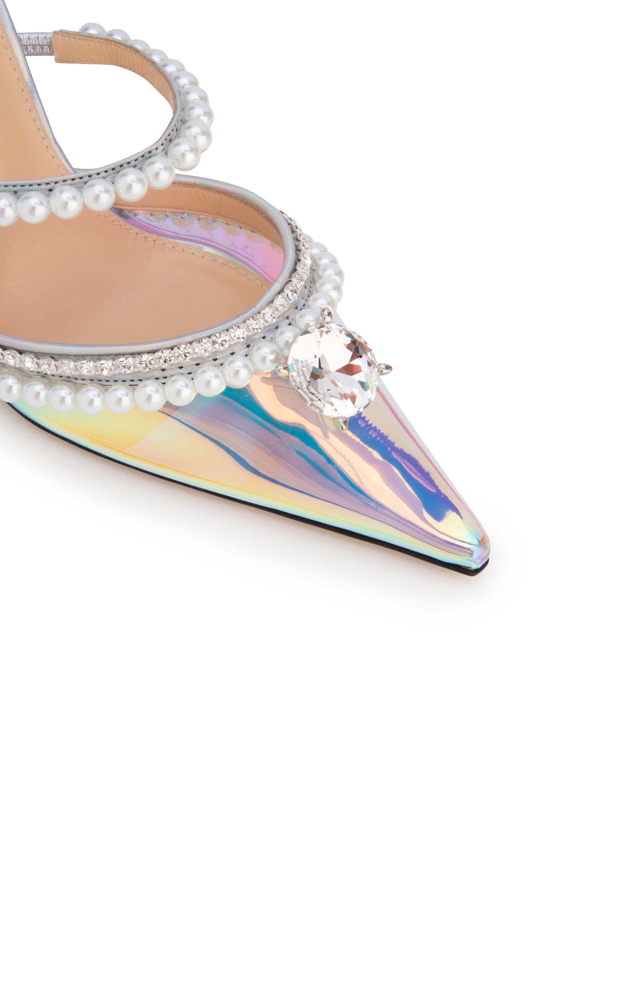 100 stiletto mules with pearls - Iridescent