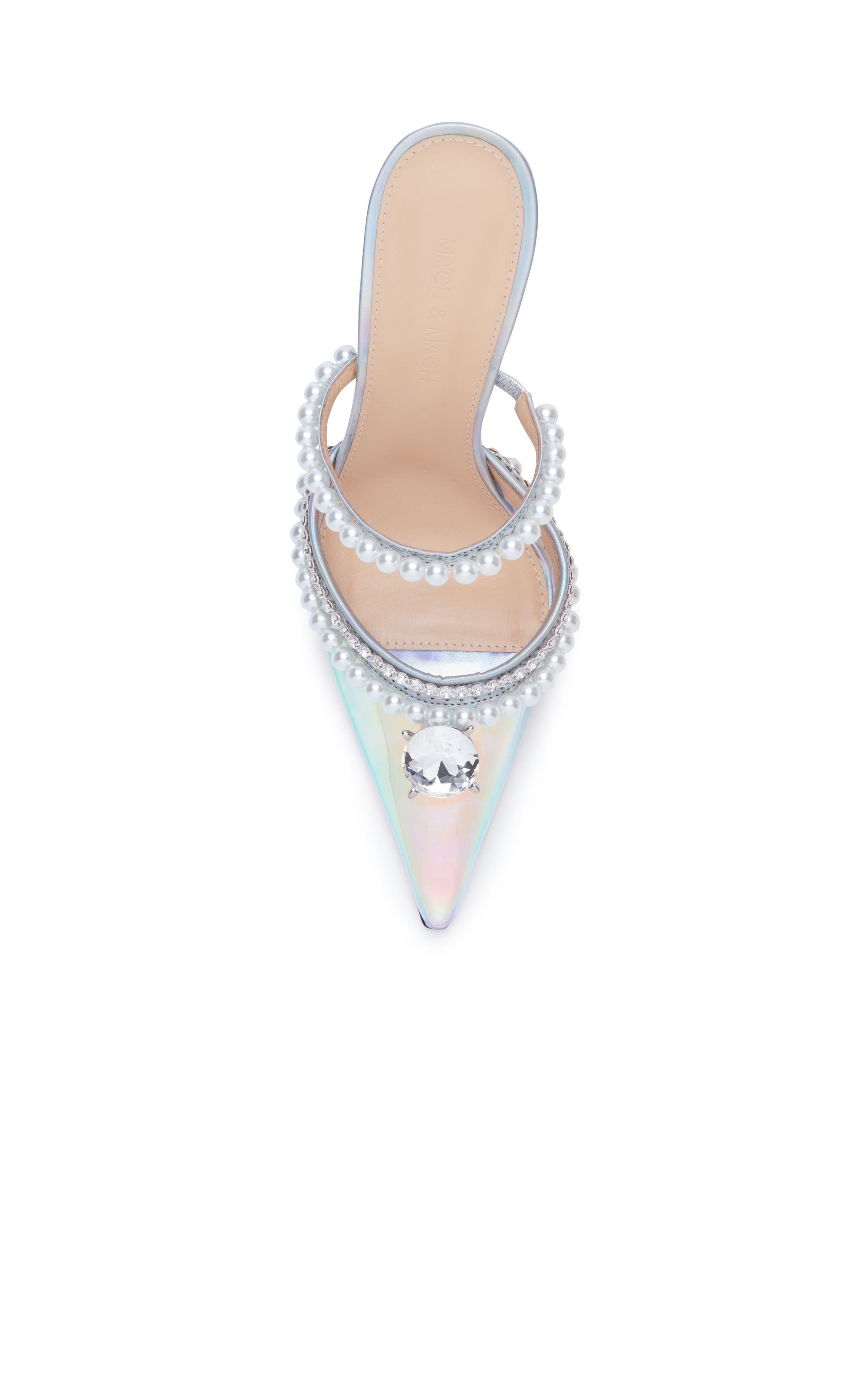 100 stiletto mules with pearls - Iridescent