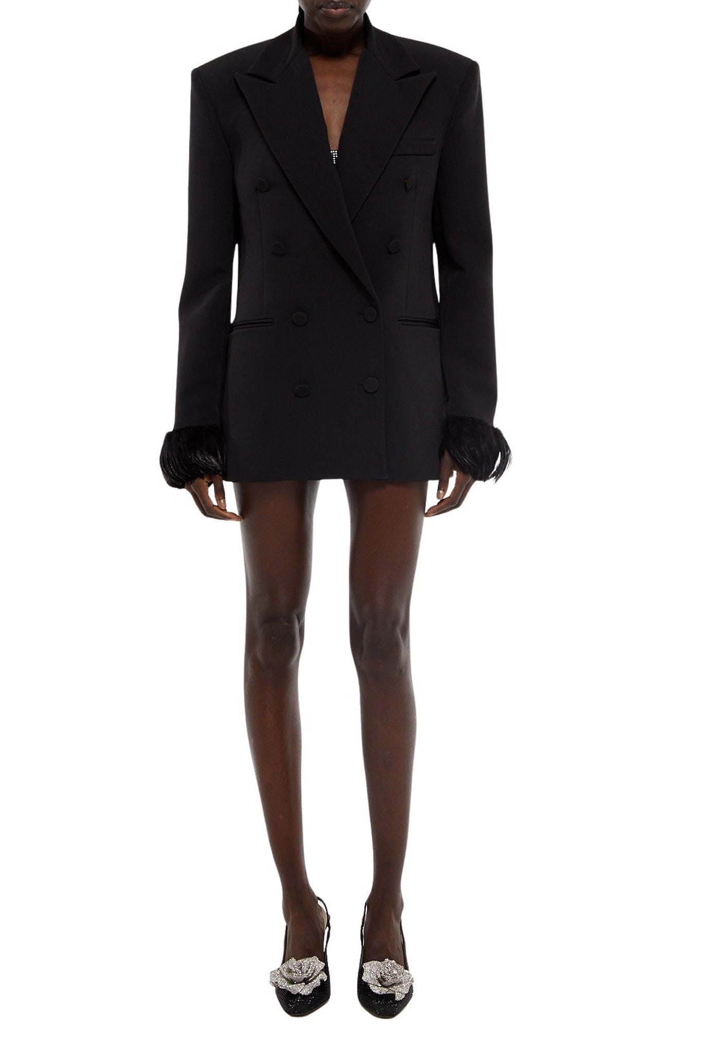 Blazer boxy à plumes - Black