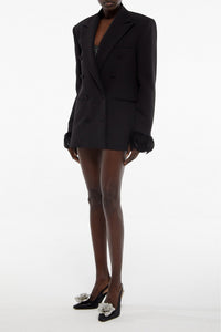 Blazer boxy à plumes - Black