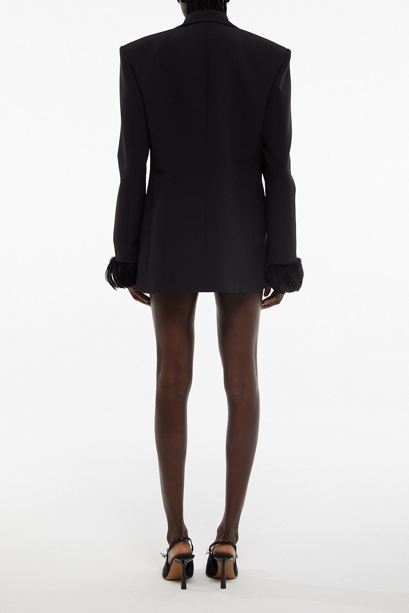 Blazer boxy à plumes - Black