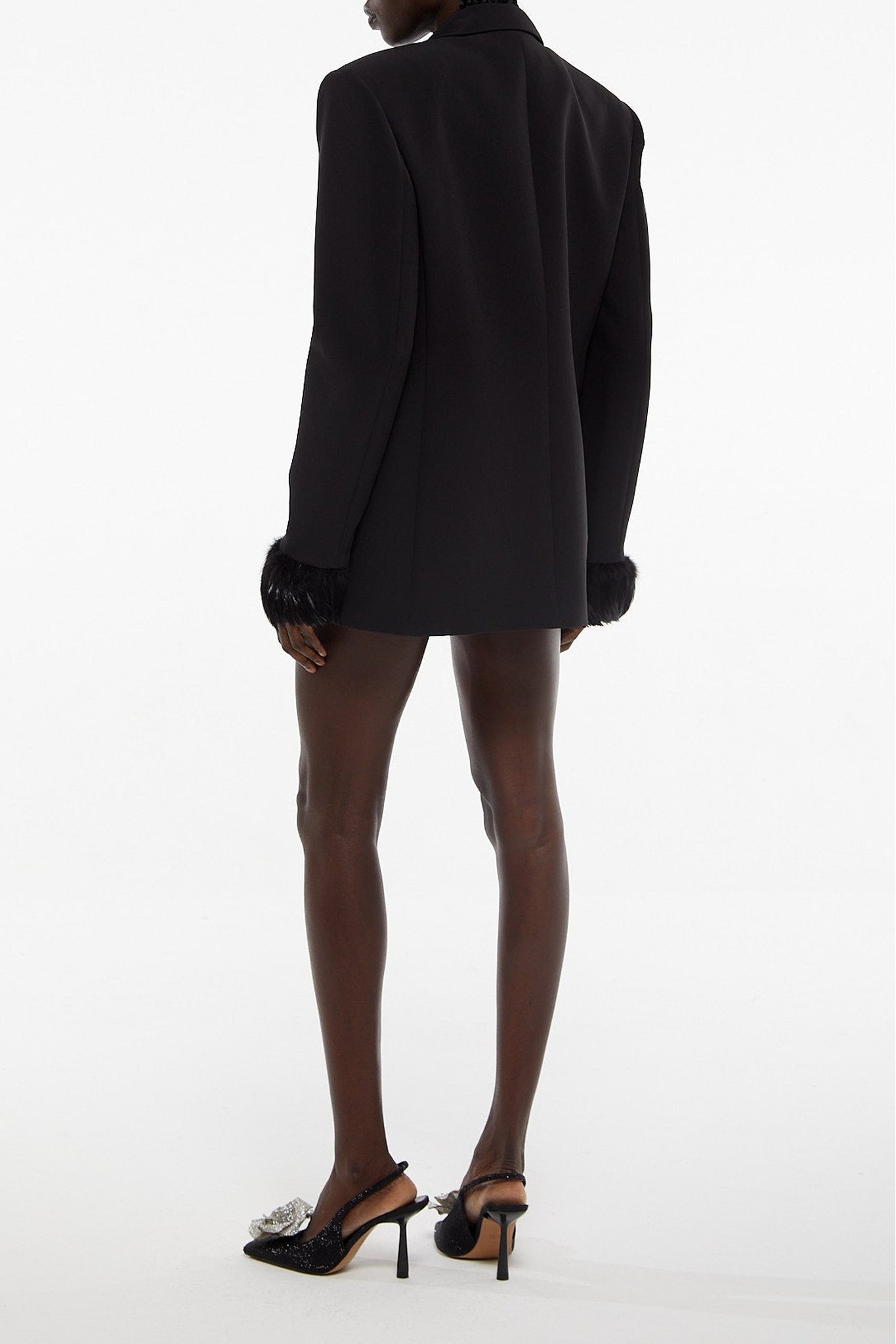 Blazer boxy à plumes - Black