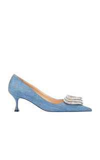 Triple Heart 65 pumps in denim & rhinestone - Denim Blue