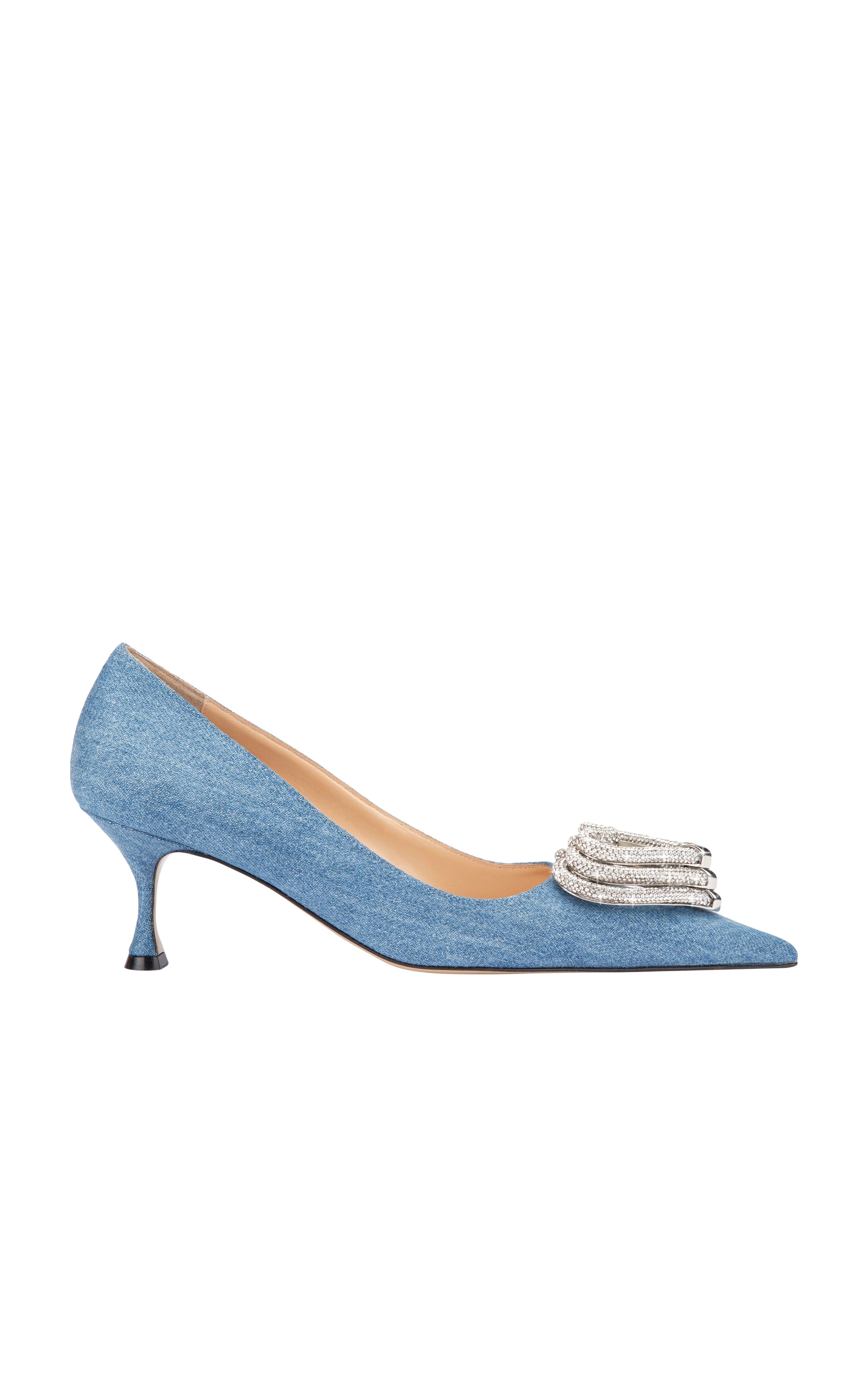 Triple Heart 65 pumps in denim & rhinestone - Denim Blue