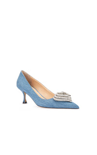 Triple Heart 65 pumps in denim & rhinestone - Denim Blue