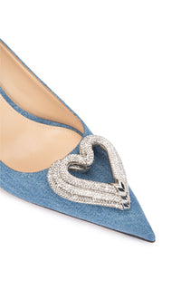 Triple Heart 65 pumps in denim & rhinestone - Denim Blue